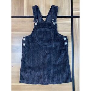 Kids Corduroy Jumper Dress Silver‎ Heart Buckle Buttons Black Size 5